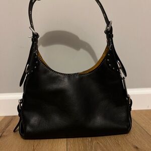 Coach Black Pebbled Leather Shoulder Bag with Silver Hardware